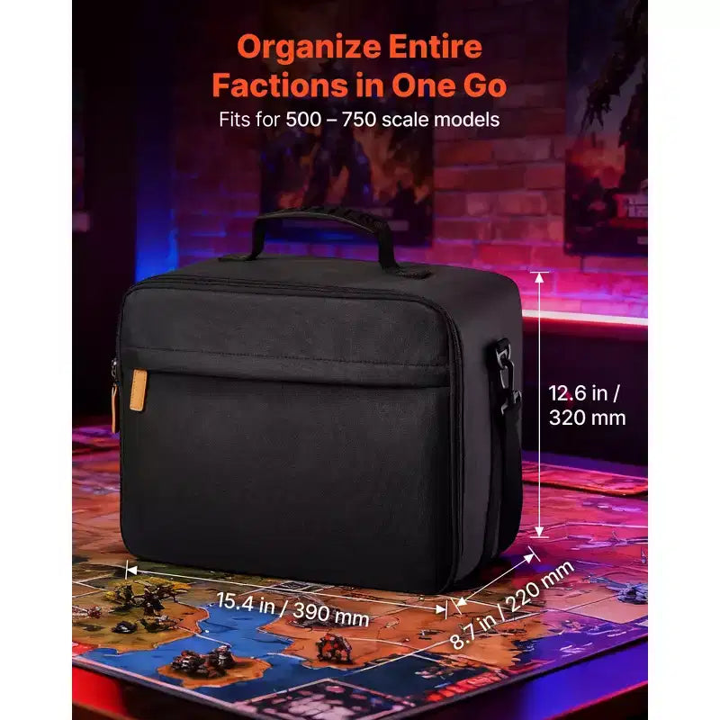 Sac de transport VEVOR miniature pour figurines, compatible avec les modèles à l'échelle 1:500-1:750, sac de transport miniature avec bandoulière (miniatures non incluses), noir