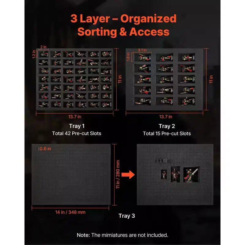 Sac de transport VEVOR miniature pour figurines, compatible avec les modèles à l'échelle 1:500-1:750, sac de transport miniature avec bandoulière (miniatures non incluses), noir
