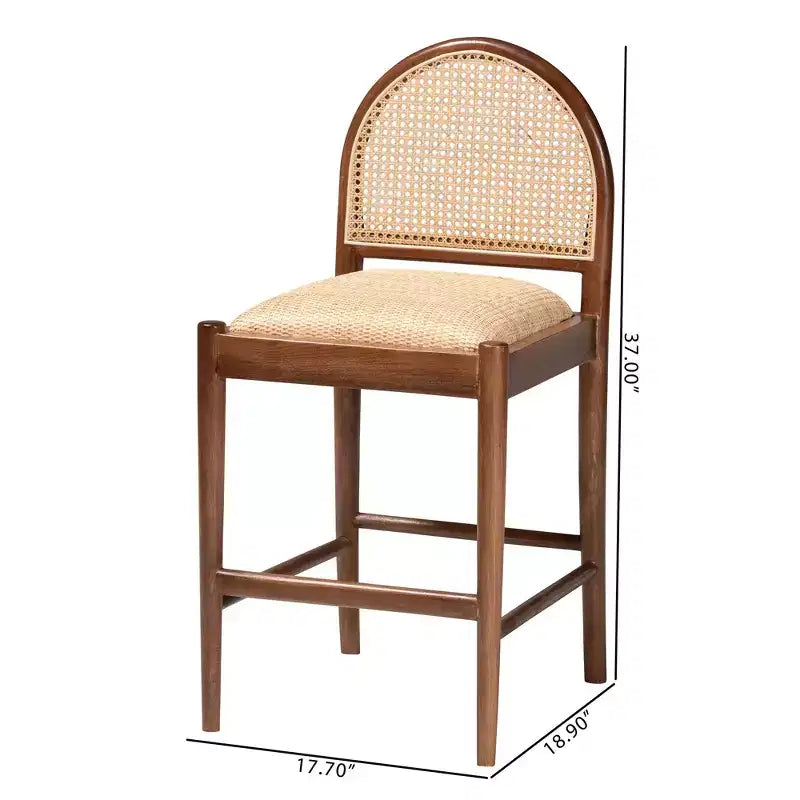 Tabouret de bar GDFStudio Geoffrey en bois d'acacia et rotin de style bohème