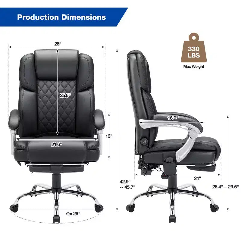 Chaise de bureau de direction chauffante et massante EROMMY