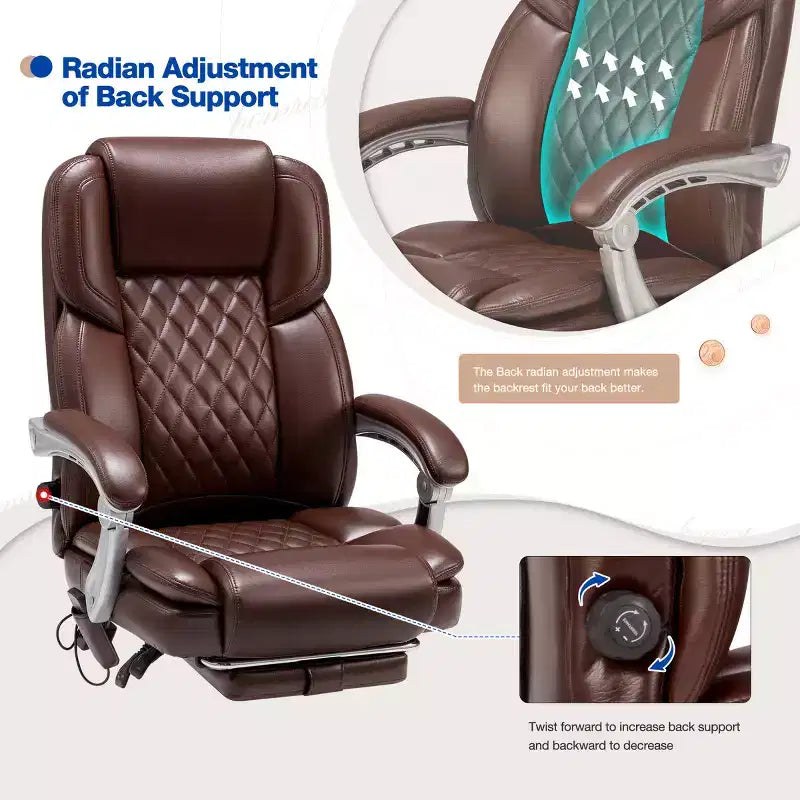 Chaise de bureau de direction chauffante et massante EROMMY