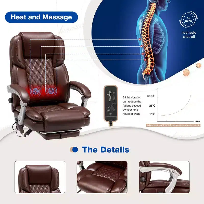 Chaise de bureau de direction chauffante et massante EROMMY
