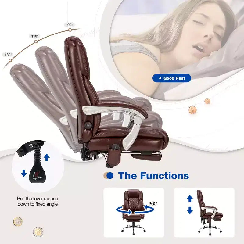 Chaise de bureau de direction chauffante et massante EROMMY