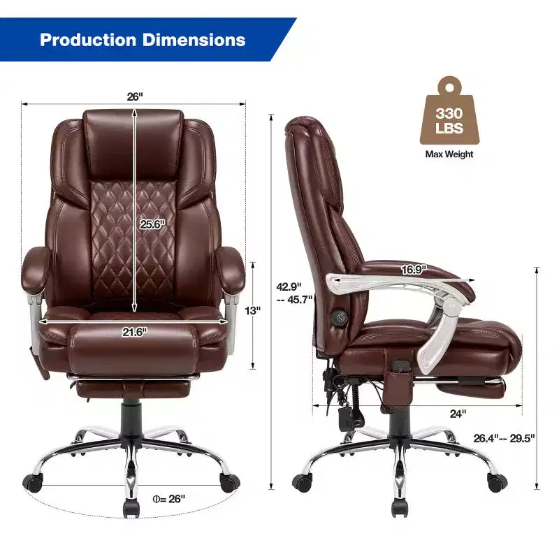 Chaise de bureau de direction chauffante et massante EROMMY