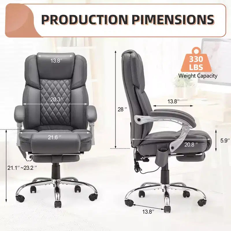 Chaise de bureau de direction chauffante et massante EROMMY