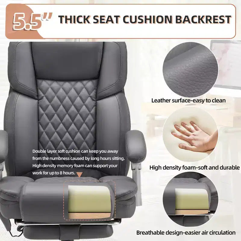 Chaise de bureau de direction chauffante et massante EROMMY