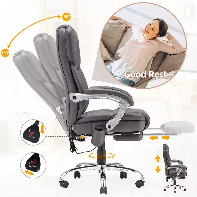 Chaise de bureau de direction chauffante et massante EROMMY