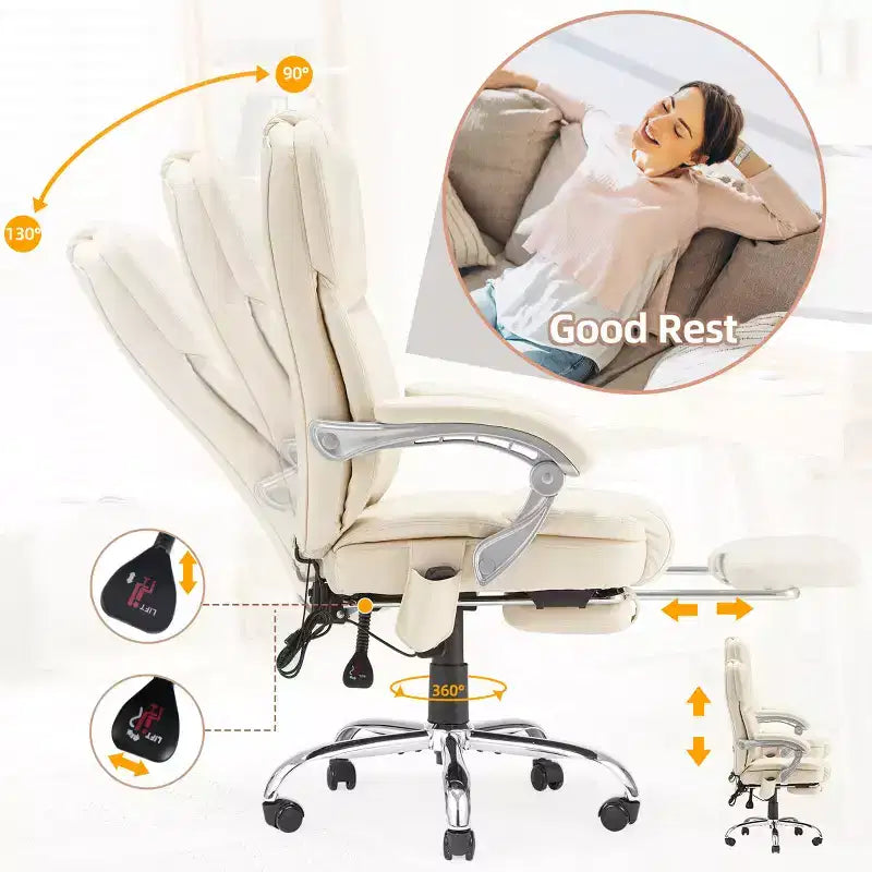 Chaise de bureau de direction chauffante et massante EROMMY