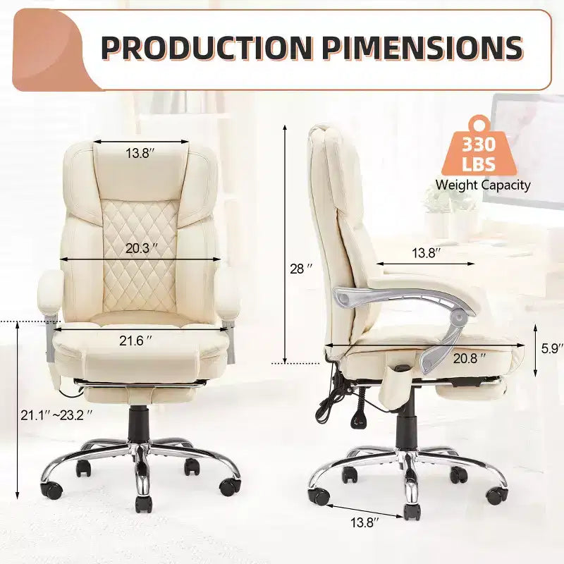 Chaise de bureau de direction chauffante et massante EROMMY