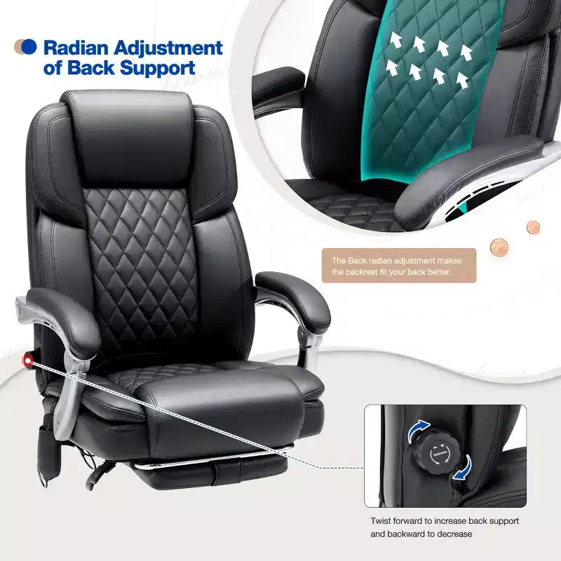 Chaise de bureau de direction chauffante et massante EROMMY