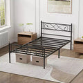 Twin Size Metal Platform Bed Frame with Fist Design Headboard & Footboard, Under Bed Storage, Noise-Free, Easy Assembly, No Box Spring Needed, Black