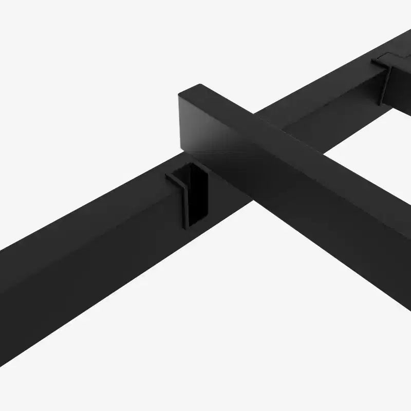 Cadre de lit plateforme en métal de taille double avec tête et pied de lit au design de poing, rangement sous le lit, silencieux, montage facile, pas besoin de sommier tapissier, noir