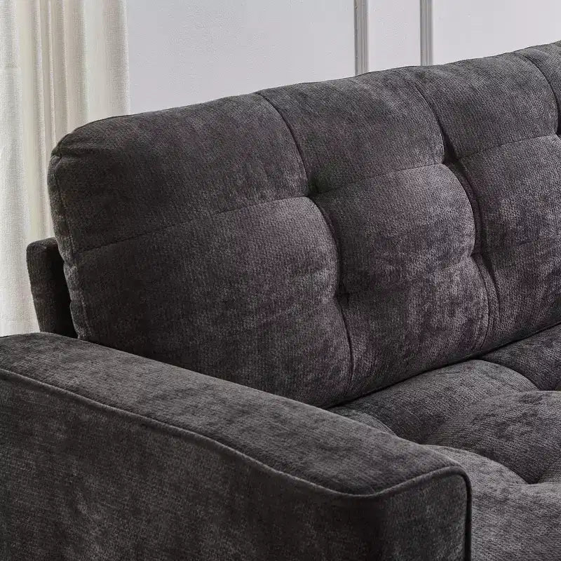 Canapé d'angle Whisen 126 avec console centrale, porte-gobelets, forme en U, haut-parleurs Bluetooth intégrés et 2 poufs de rangement pour le salon
