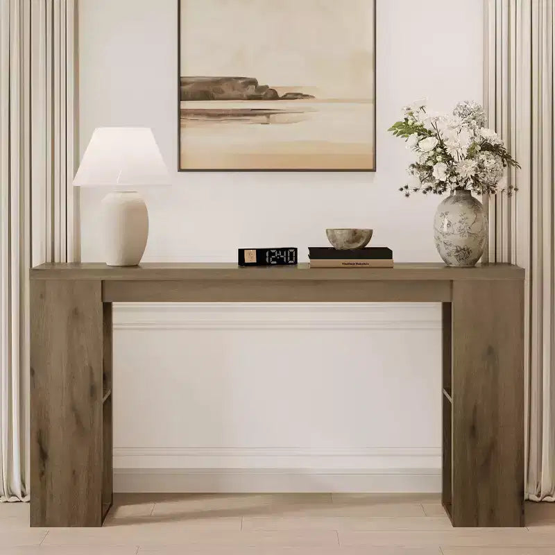 Console rustique de 63 pouces avec rangement, Table de canapé longue et étroite pour entrée, Derrière le canapé