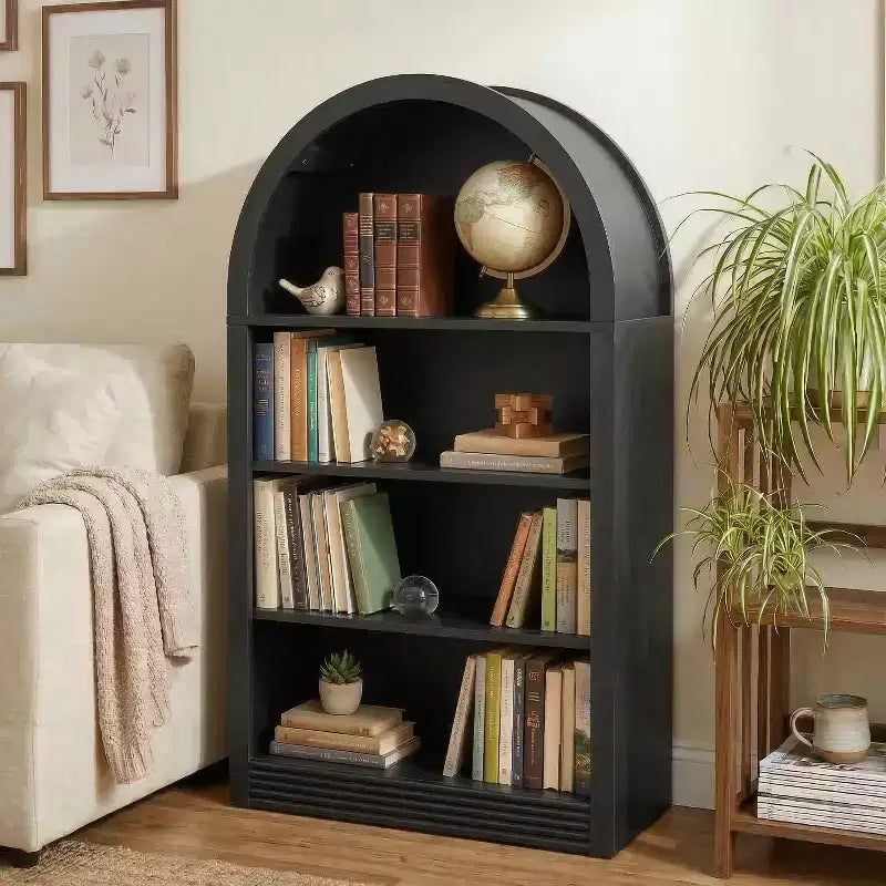 NEWLAYOUT Étagère haute à 4 niveaux, bibliothèque au sol ouverte en bois de 121 cm