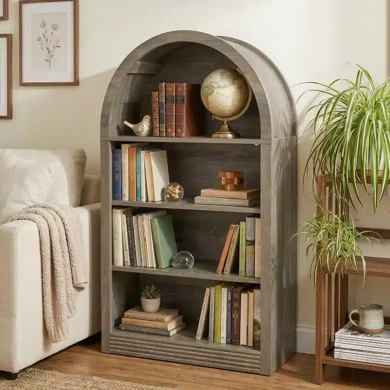 NEWLAYOUT Étagère haute à 4 niveaux, bibliothèque au sol ouverte en bois de 121 cm