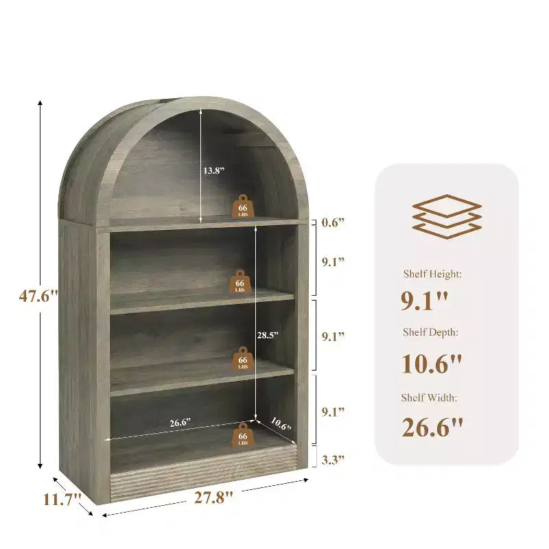 NEWLAYOUT Étagère haute à 4 niveaux, bibliothèque au sol ouverte en bois de 121 cm