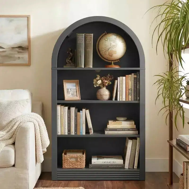 NEWLAYOUT Étagère haute à 4 niveaux, bibliothèque au sol ouverte en bois de 121 cm
