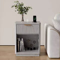 Nightstand with Charging Station, Drawers & Open Shelf, Modern Wood Bedside Table for Bedroom/Living Room/Office