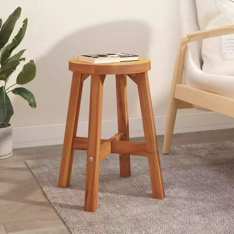 vidaXL Tabouret marron bois d'acacia massif Tabouret rond moyen et durable