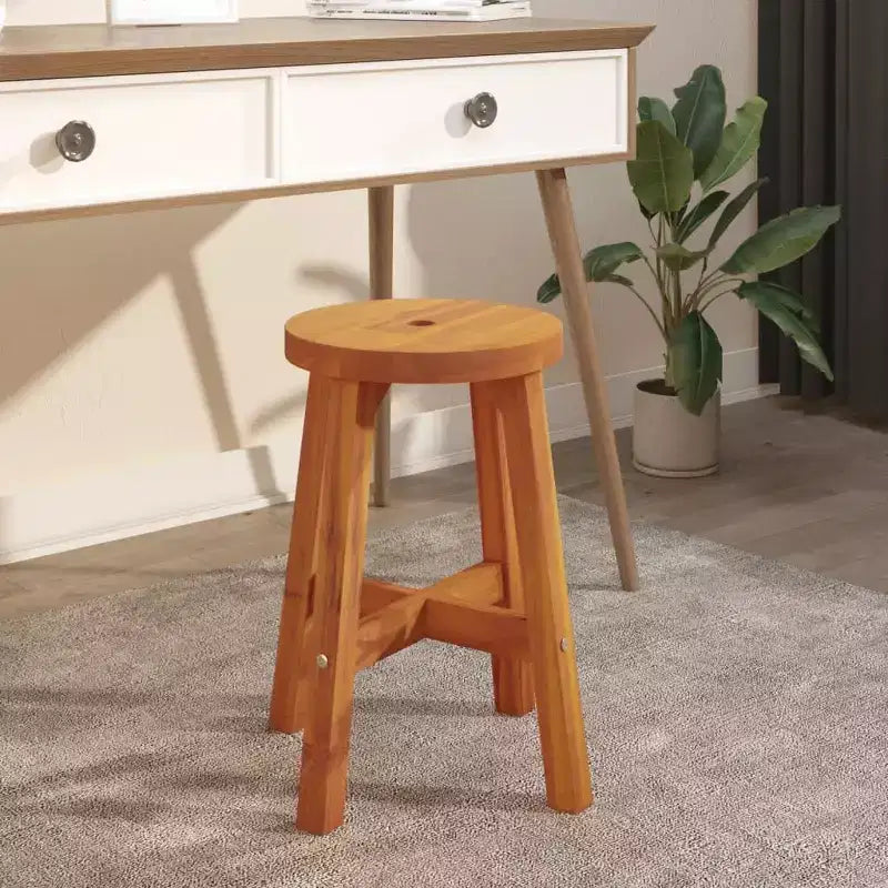 vidaXL Tabouret marron bois d'acacia massif Tabouret rond moyen et durable