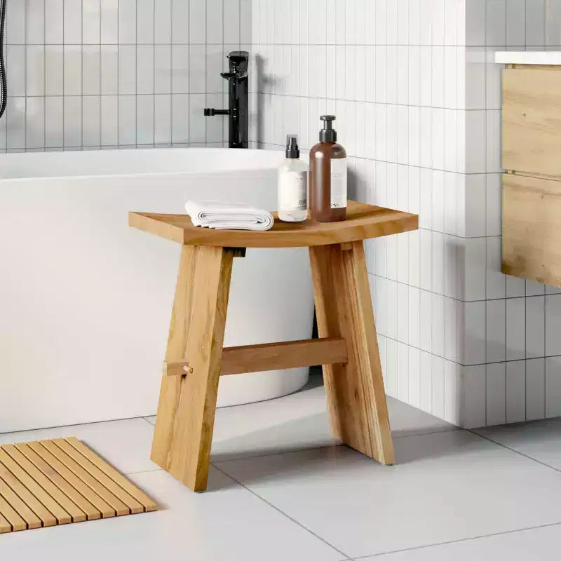 vidaXL Tabouret de salle de bain Marron 50 x 29,5 x 50,5 cm Bois de teck massif
