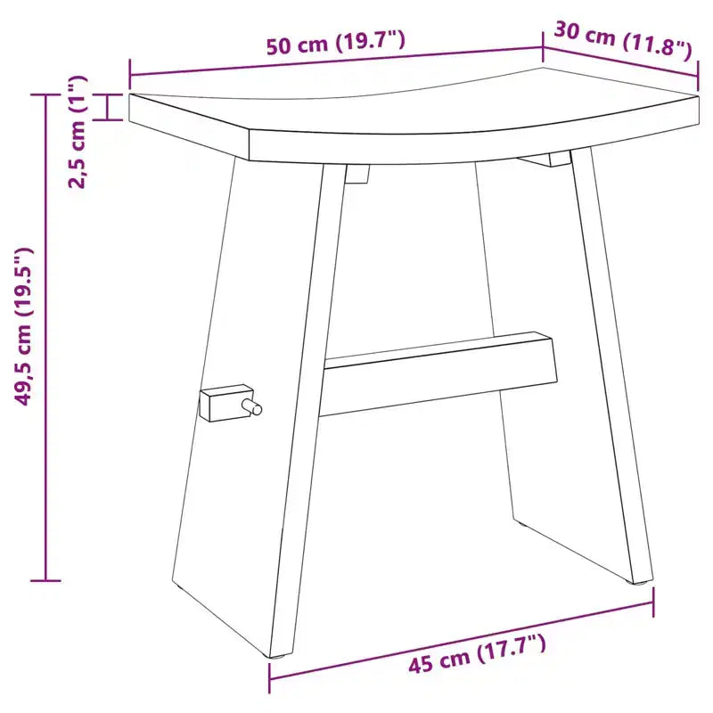 vidaXL Tabouret de salle de bain Marron 50 x 29,5 x 50,5 cm Bois de teck massif