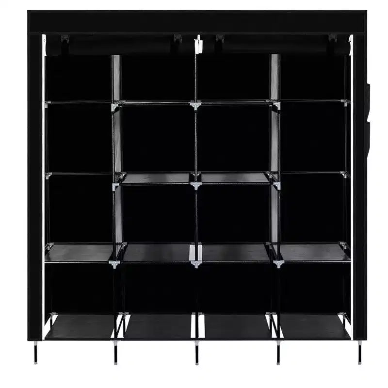 Armoire de rangement portable Karl Home 12 cubes avec 2 tringles de suspension et 4 poches latérales, organisateur de rangement 4 niveaux en tissu non tissé noir