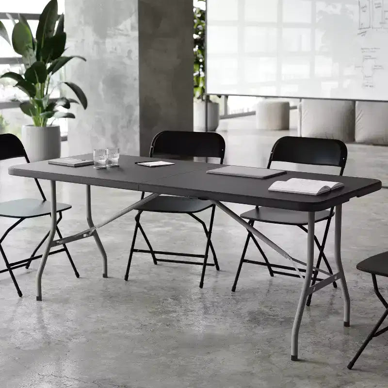 Flash Furniture Table pliante en plastique de 1,8 m à deux volets