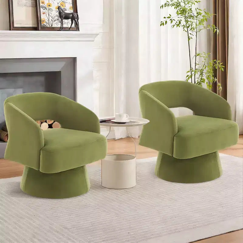 Fauteuil d'appoint moderne pivotant à 360° en velours, fauteuil rembourré avec dossier rayé et rembourrage moelleux, fauteuil de salon rond et confortable