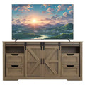 Rustic Farmhouse TV Stand Entertainment Center with Sliding Barn Doors, 4 Drawers, Adjustable Shelf & Cable Management, Perfect for Living Room
