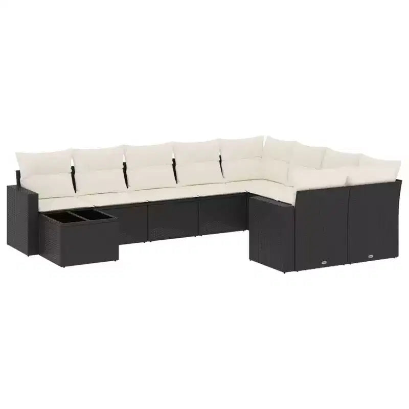 vidaXL Garden Sofa Set Black PE Rattan Medium to Large Adjustable Feet