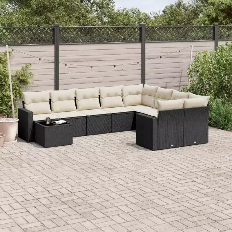vidaXL Salon de jardin noir en résine tressée avec pieds réglables de taille moyenne à grande