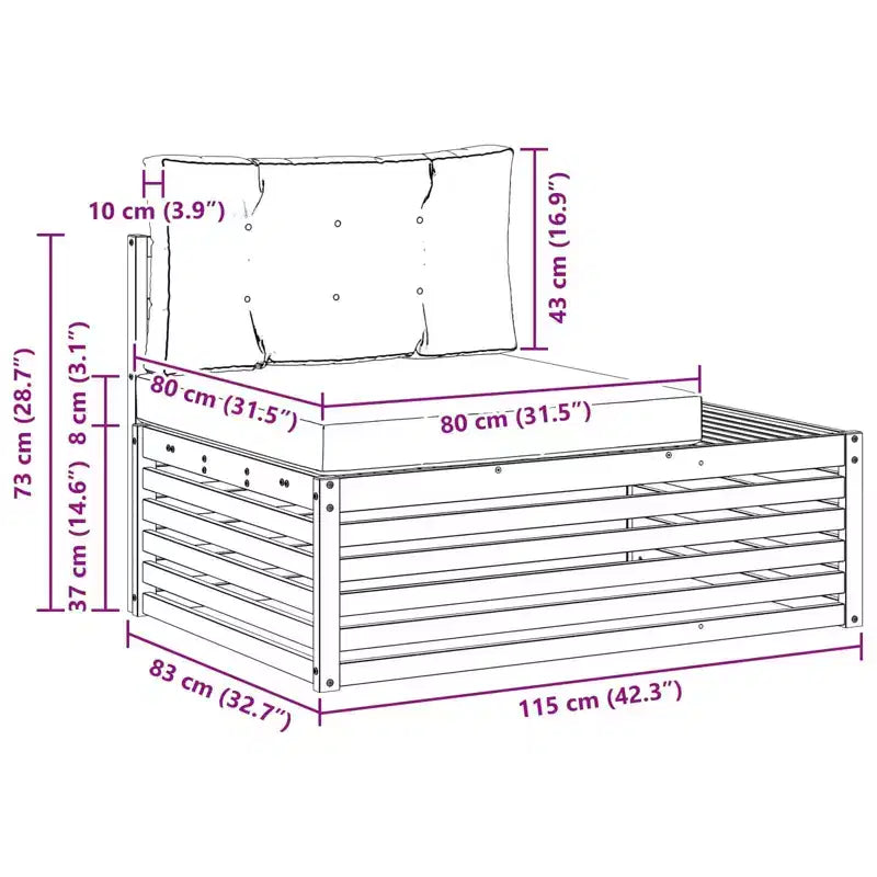 vidaXL Salon de jardin avec coussins 2 places naturel et anthracite