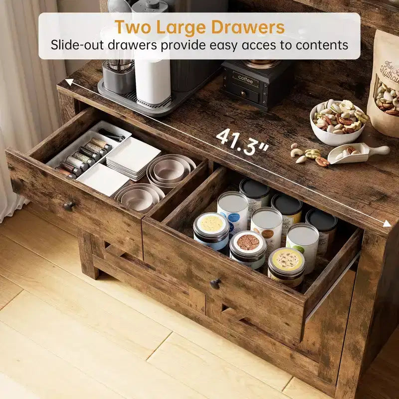 Armoire de cuisine indépendante de 63 po avec 2 tiroirs, 4 portes, étagères réglables et support pour micro-ondes