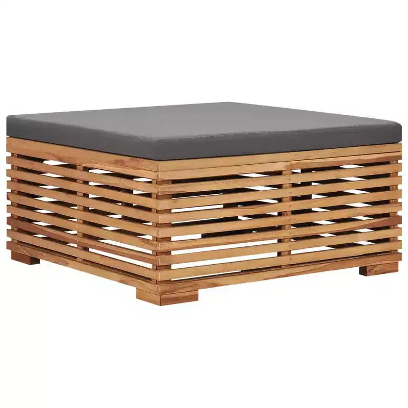 vidaXL Table de jardin gris foncé, teck naturel Bois de teck massif Taille moyenne