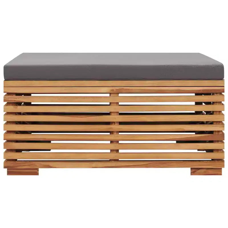 vidaXL Table de jardin gris foncé, teck naturel Bois de teck massif Taille moyenne