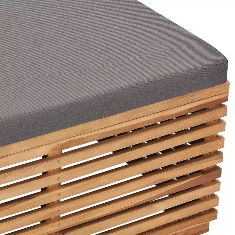 vidaXL Table de jardin gris foncé, teck naturel Bois de teck massif Taille moyenne