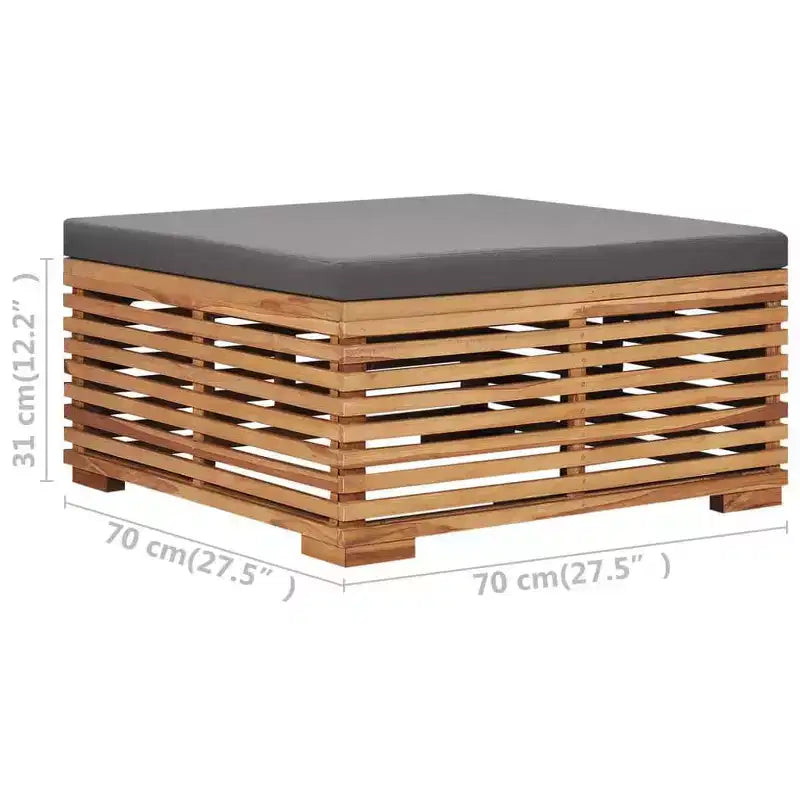 vidaXL Table de jardin gris foncé, teck naturel Bois de teck massif Taille moyenne