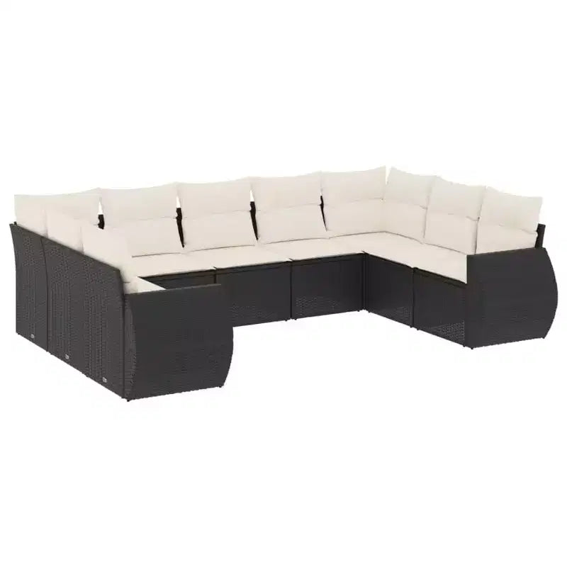 vidaXL Garden Sofa Set Black, Cream White