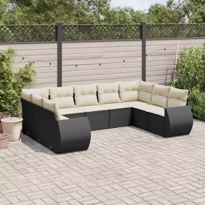 vidaXL Ensemble de canapés de jardin noir, blanc crème