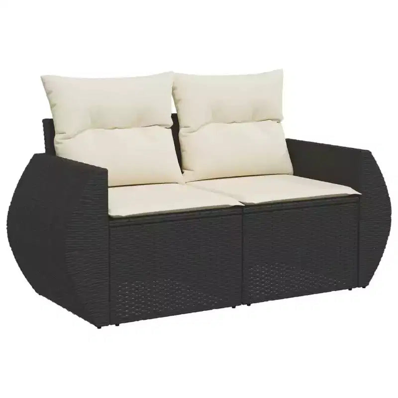 vidaXL Ensemble de canapés de jardin noir, blanc crème