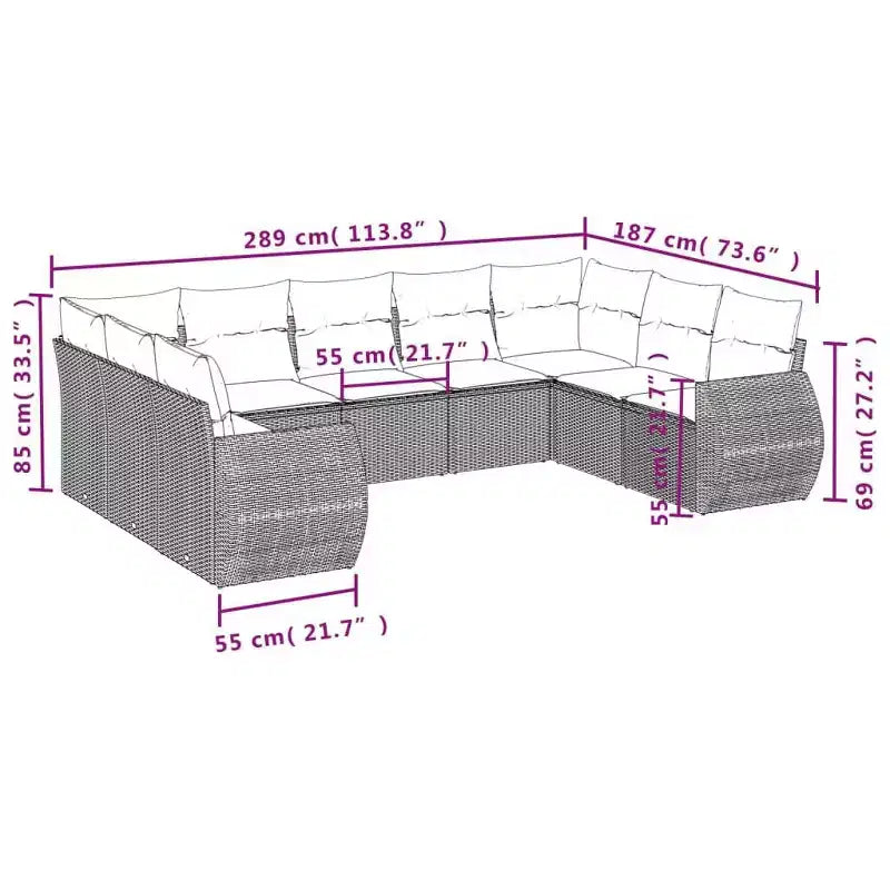 vidaXL Ensemble de canapés de jardin noir, blanc crème