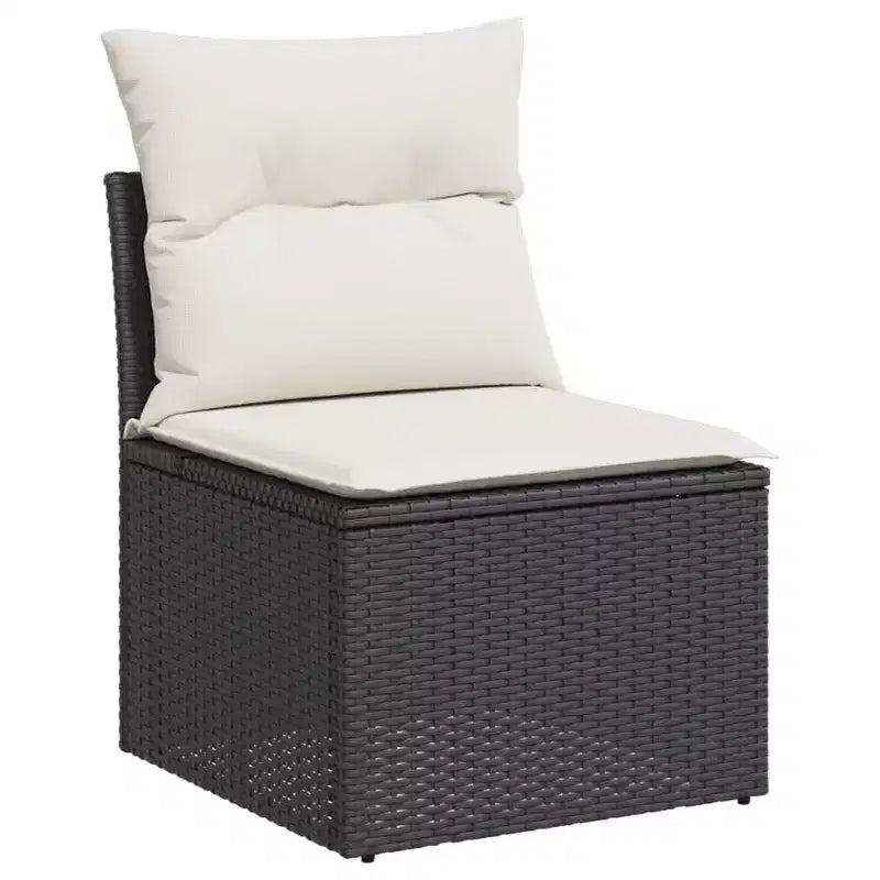 vidaXL Ensemble de canapés de jardin noir, blanc crème