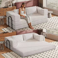 MooxvMoo 80 Convertible Couch Bed with 2 Pillows, 3 Seat Floor Sofa, King Size Sleeper, DIY Combination, Chenille, Beige White