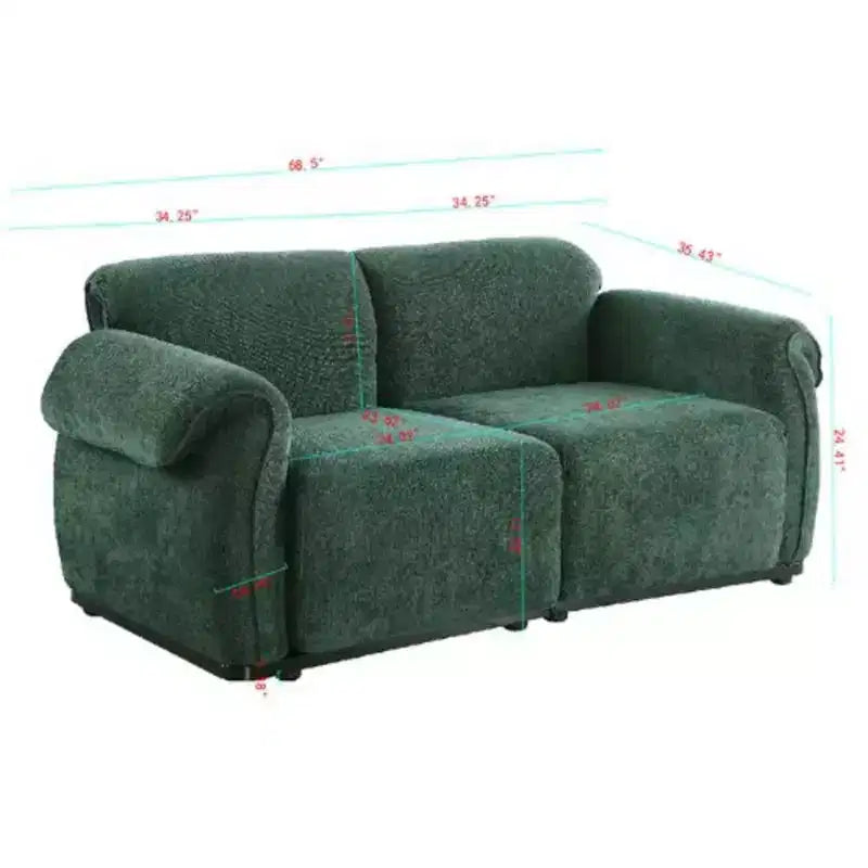 Canapé d'angle GDFStudio Tryn Modern 69 places en bois et fer, rembourré en chenille, avec dossier divisé