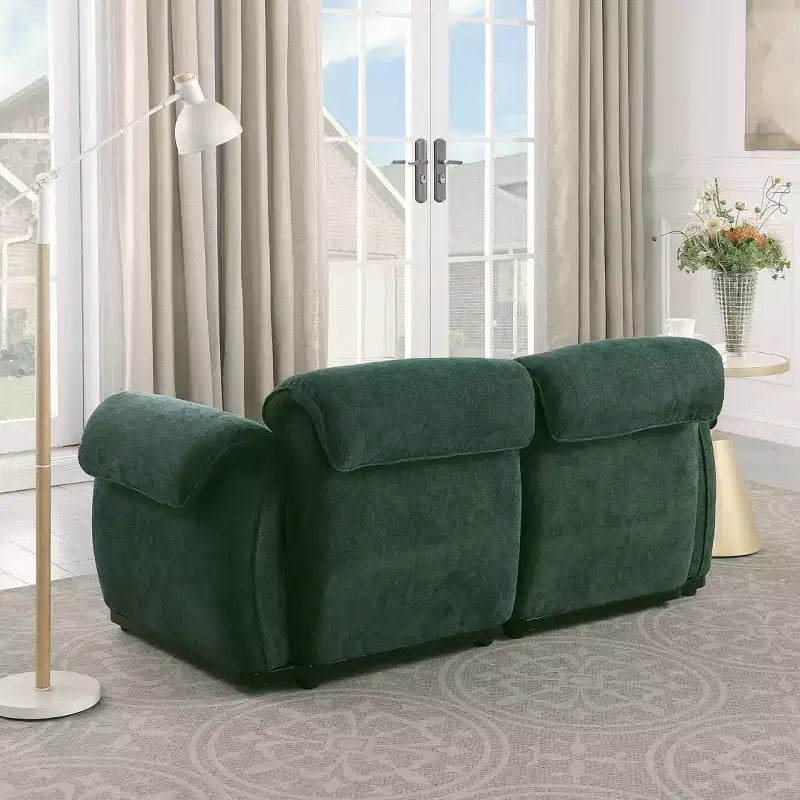 Canapé d'angle GDFStudio Tryn Modern 69 places en bois et fer, rembourré en chenille, avec dossier divisé