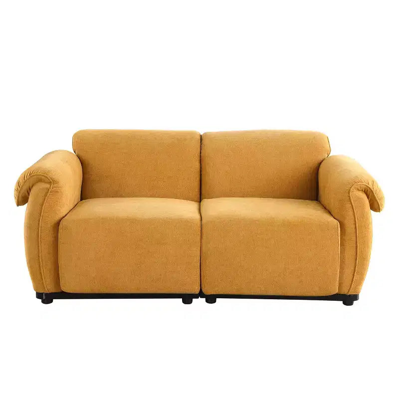 Canapé d'angle GDFStudio Tryn Modern 69 places en bois et fer, rembourré en chenille, avec dossier divisé