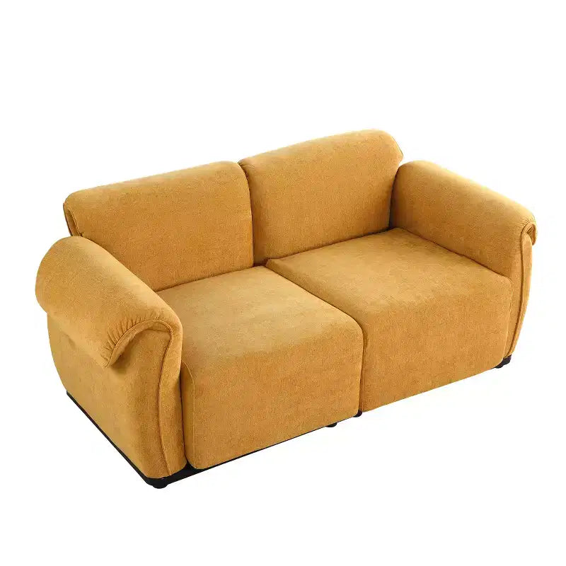 Canapé d'angle GDFStudio Tryn Modern 69 places en bois et fer, rembourré en chenille, avec dossier divisé