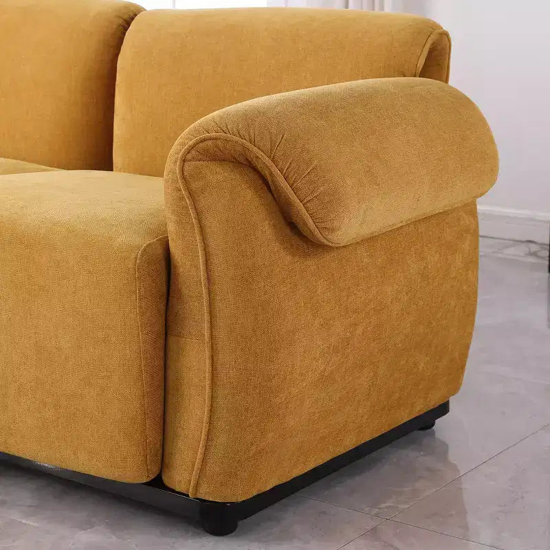 Canapé d'angle GDFStudio Tryn Modern 69 places en bois et fer, rembourré en chenille, avec dossier divisé